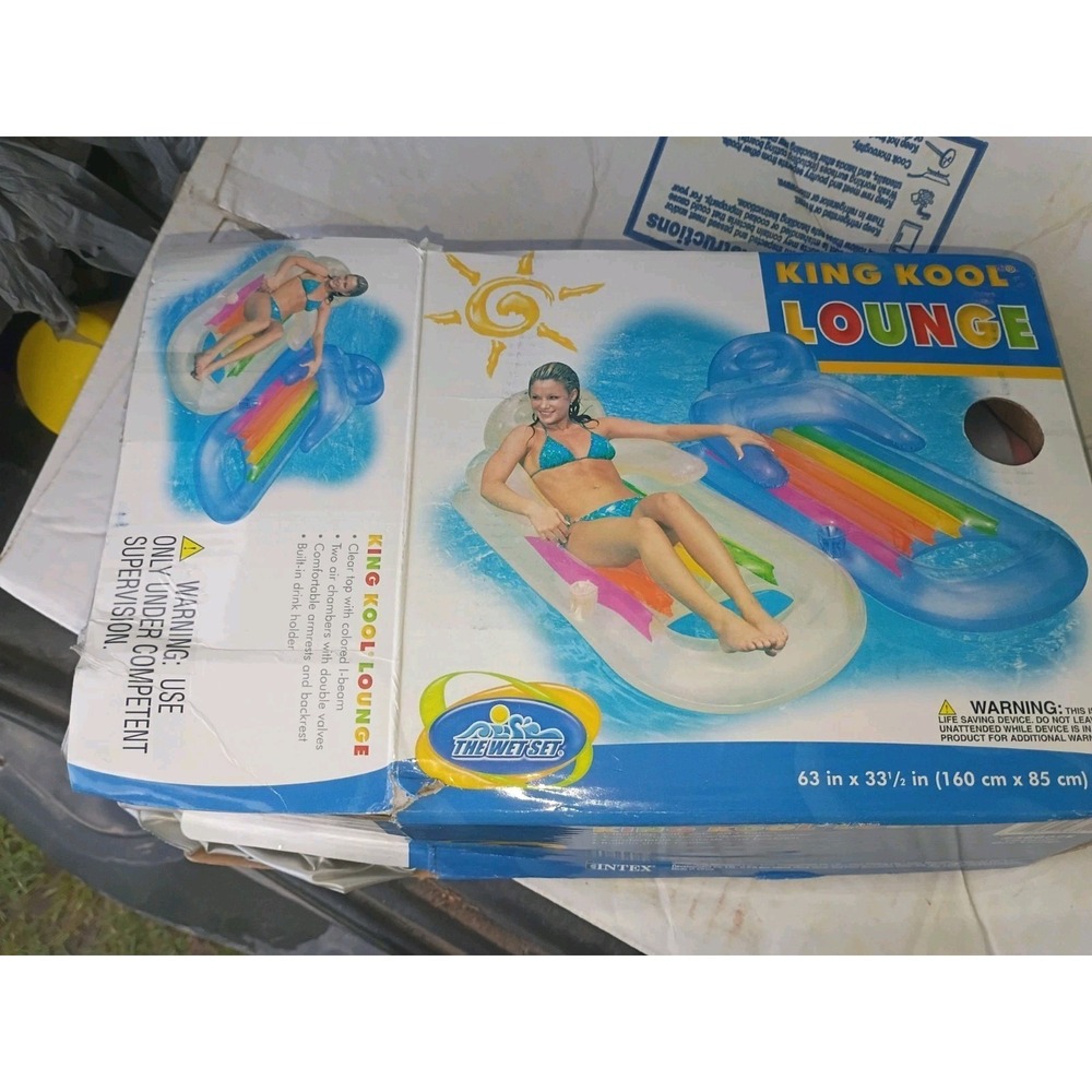 Intex‎ King Kool Lounge Float Drink Holder 63" 2008 Blue Open Box